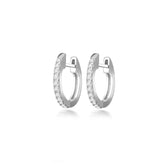 Silver Classic Hoop Earrings, White Rhodium, Premium Cubic Zirconia  + Give Love Gift